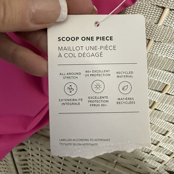 Athleta Scoop One Piece Swimsuit Women Size L Bright Pink NEW with Tag - Picture 11 of 12